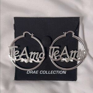 Silver Y2K-Inspired Te Amo Hoop Earrings